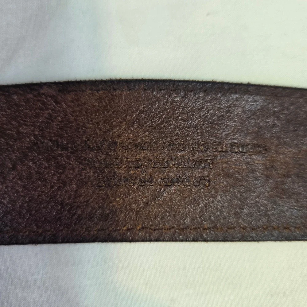 Vintage Brown Tooled Leather Belt Floral Embossed Brass Buckle Western‎ Mens 34